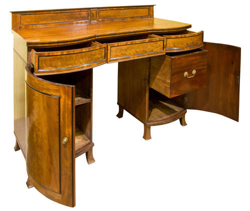 Regency bow fronted mahogany pedestal sideboard