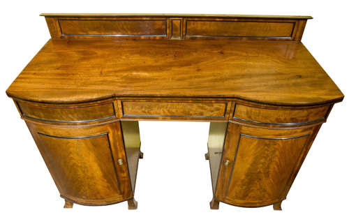 Regency bow fronted mahogany pedestal sideboard