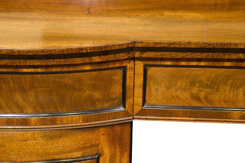 Regency bow fronted mahogany pedestal sideboard