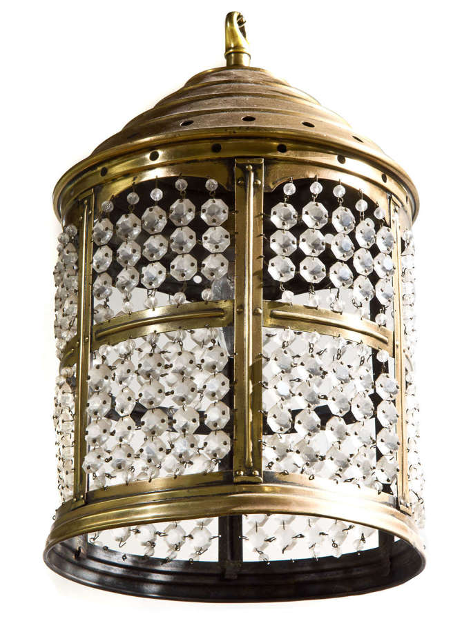 A Circular Brass Lantern with Glass Beaded Decoration
