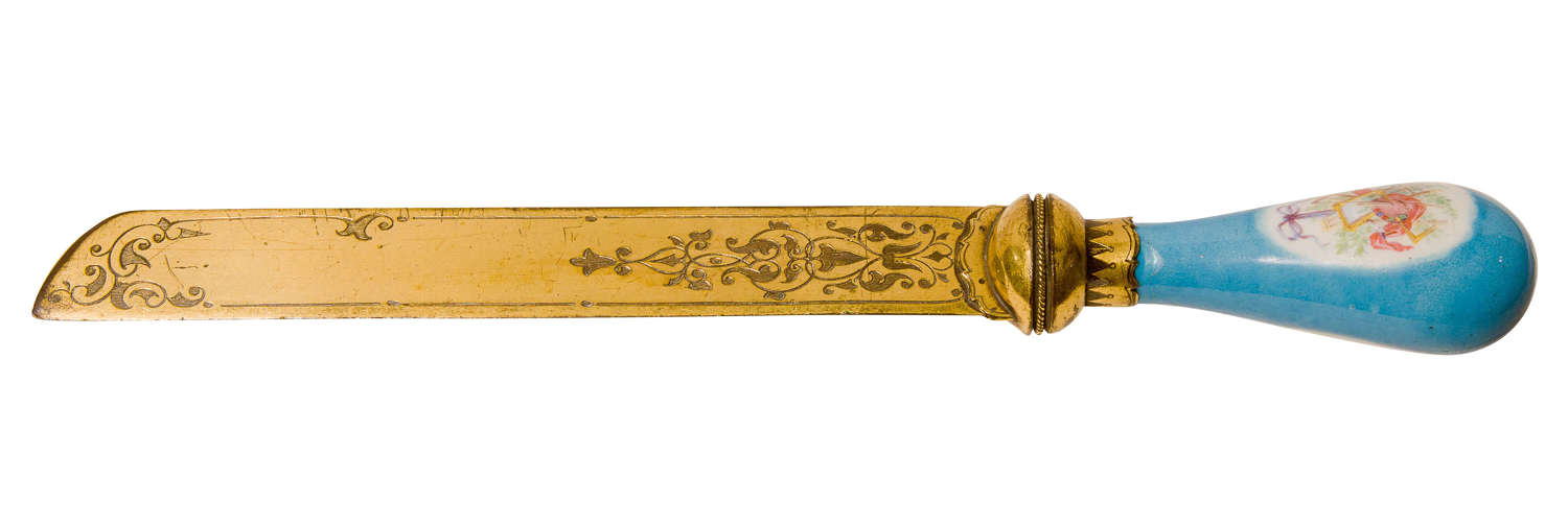 19thCentury French Gilt Bronze and Porcelain Paper Knife