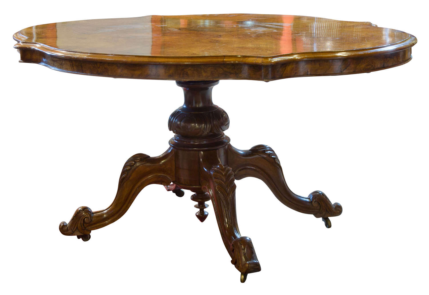 Walnut shaped top loo table