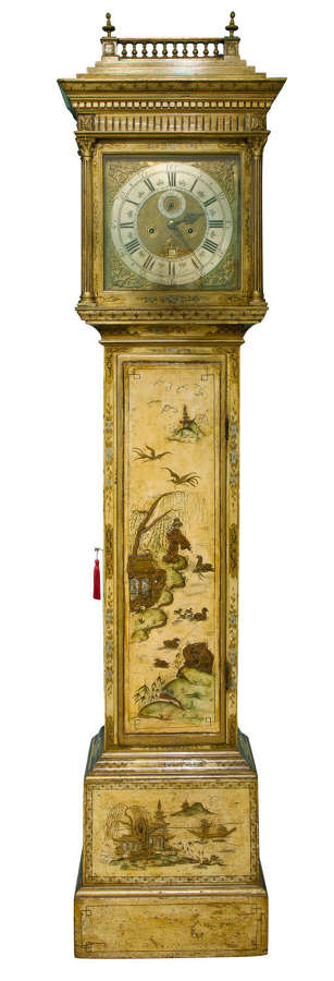 Lacquered 8 day brass dial long case clock