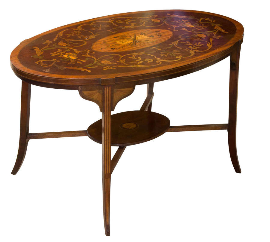 Mahogany and English marquetry coffee table