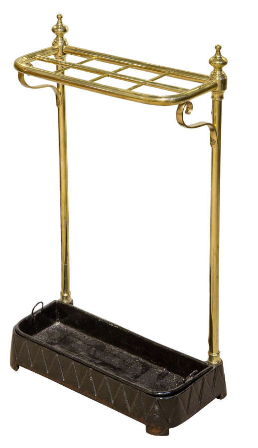 Victorian Brass Umbrella Stand with drip pan