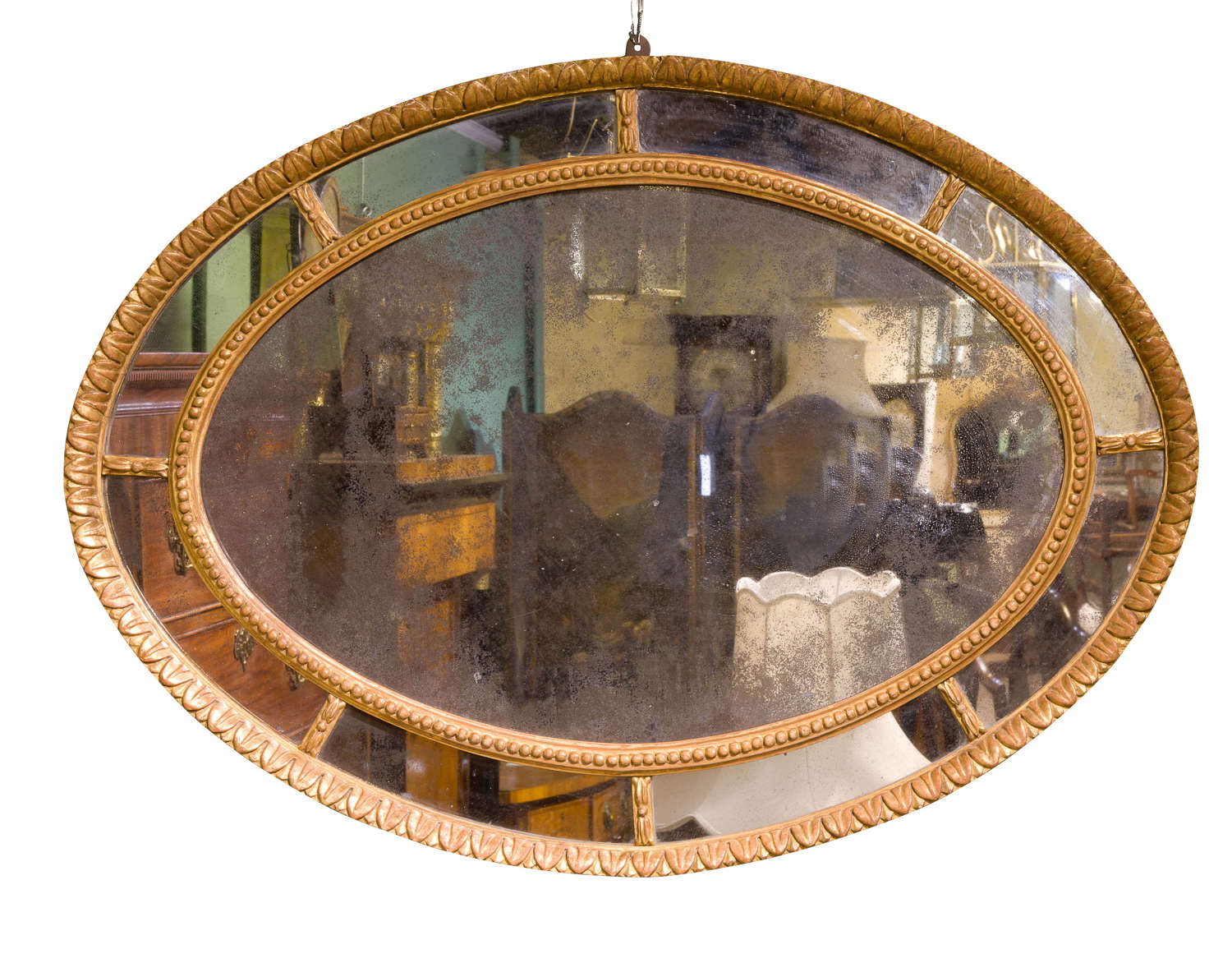 19thc gilt oval framed mirror