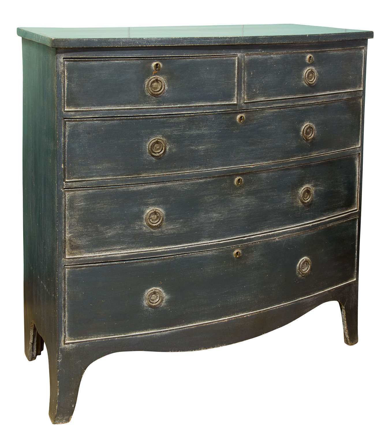 19thc Regency painted bow front chest of drawers