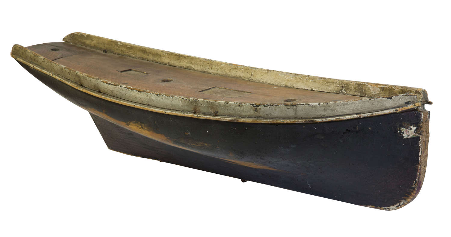 19thc solid pine model of ships hull