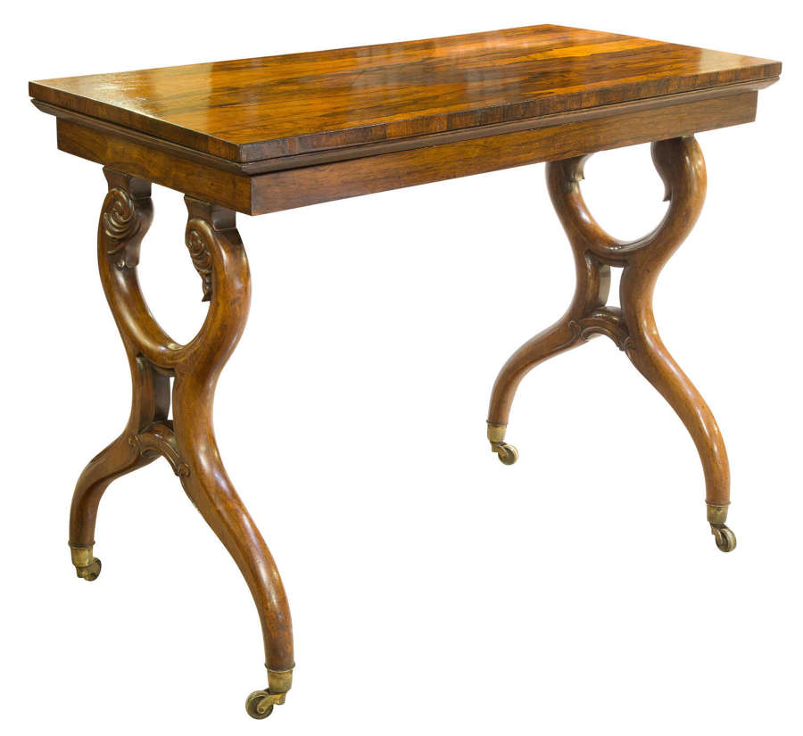 Regency rosewood fold over card table