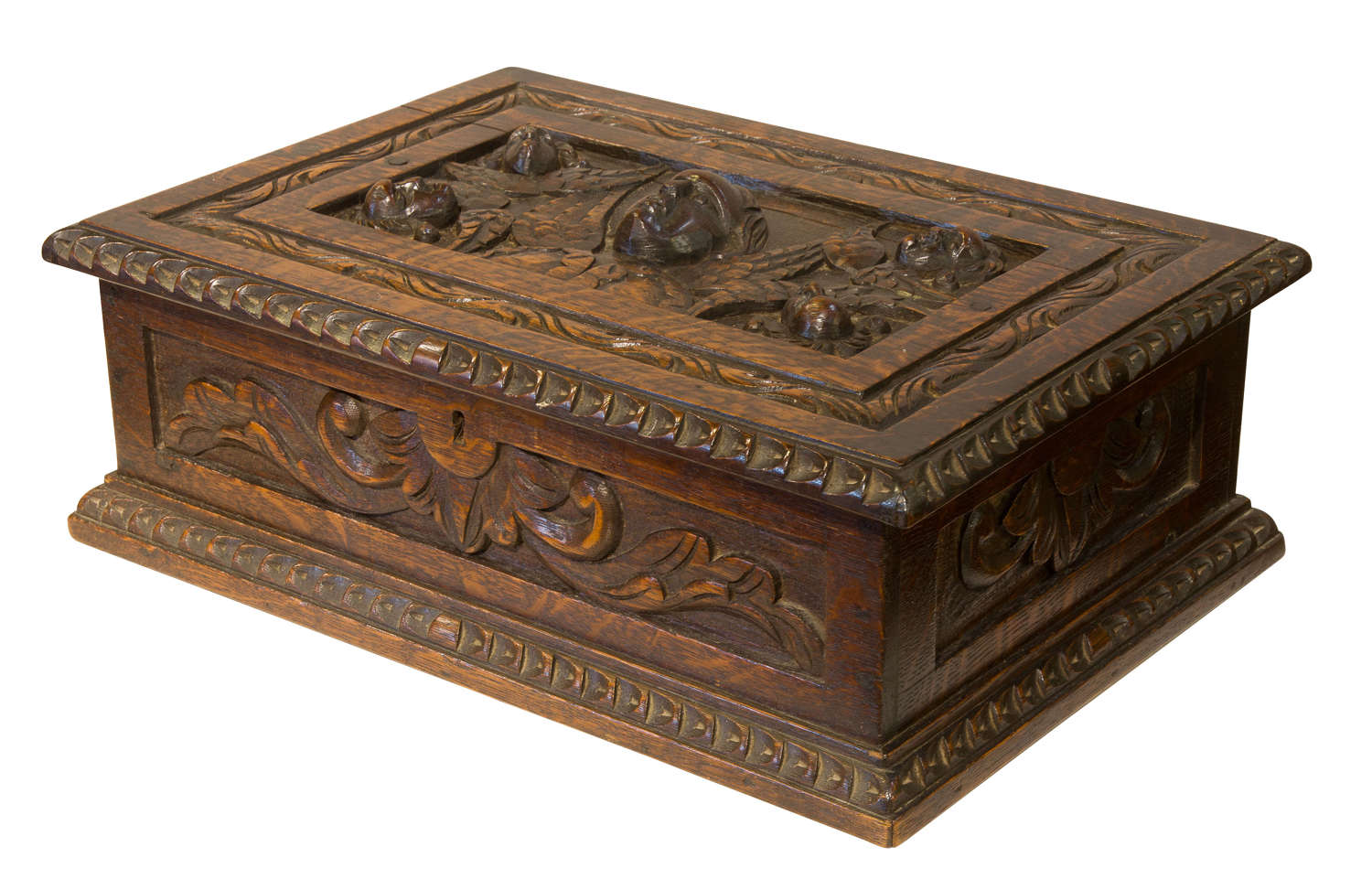 19thc carved oak Bible box