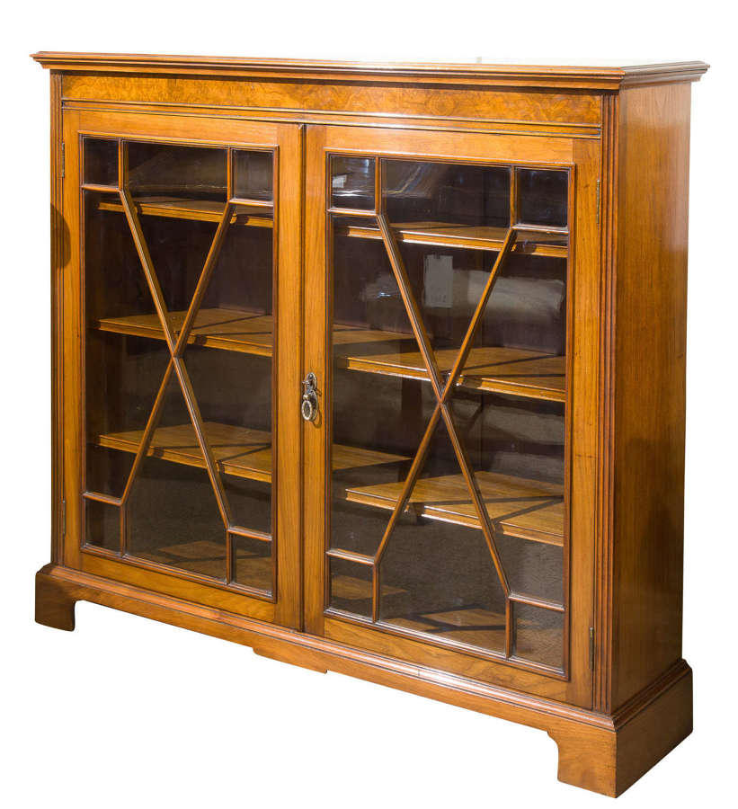 Astragal glazed walnut bookcase