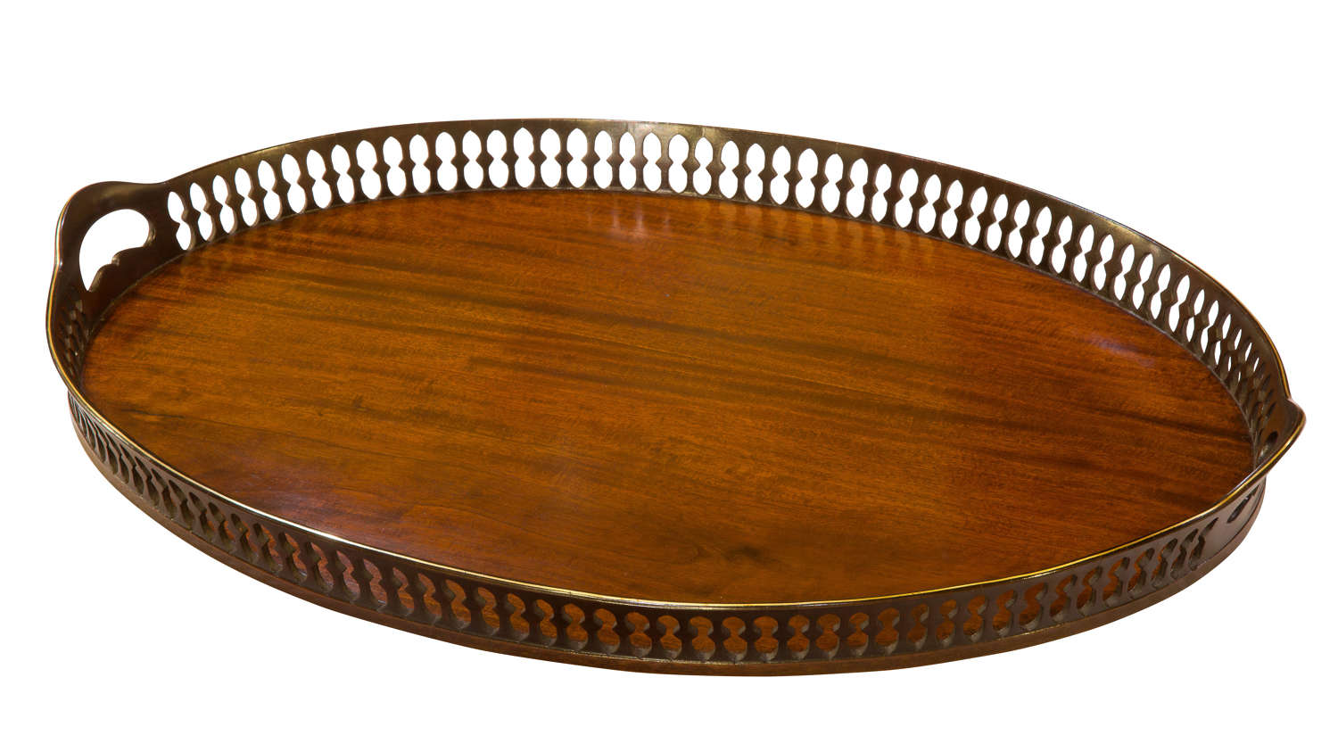 19thc mahogany oval galleried tray