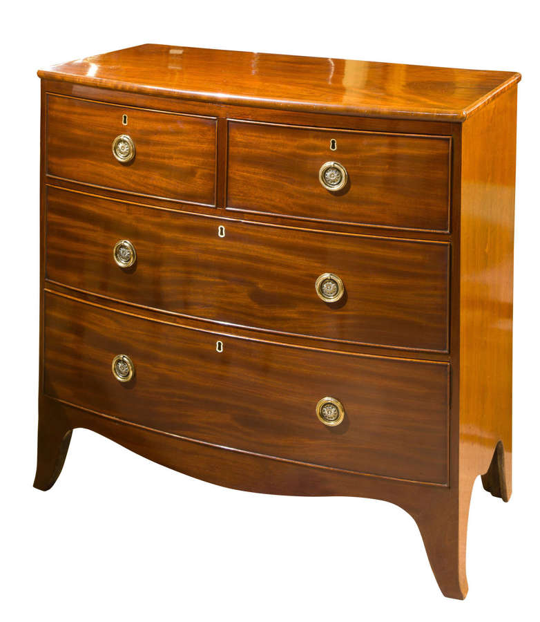 19thc mahogany bow-fronted chest of drawers
