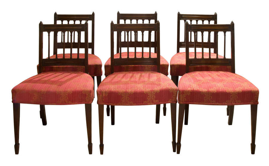 Set of 6 Sheraton period mahogany dining chairs