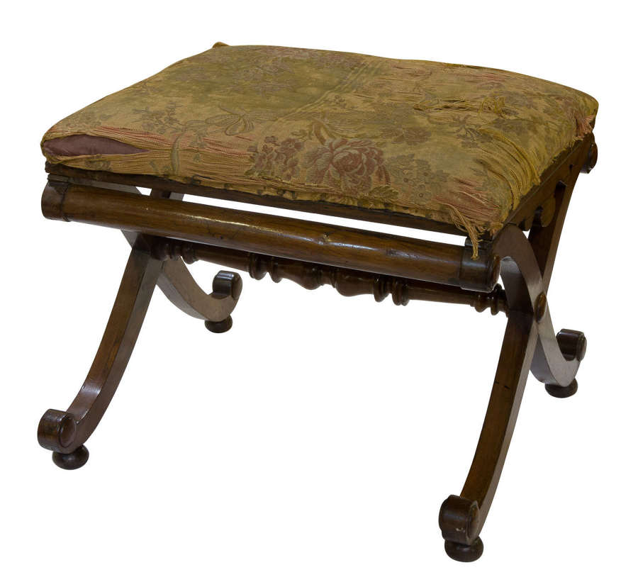Rosewood X frame footstool