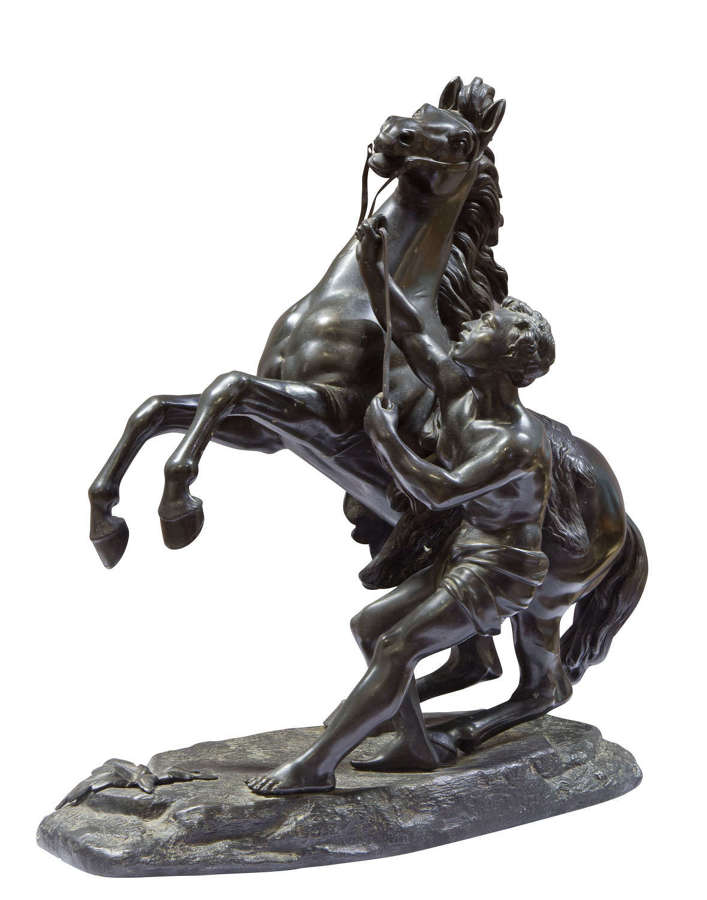 Spelter figure of a Marley horse and handler