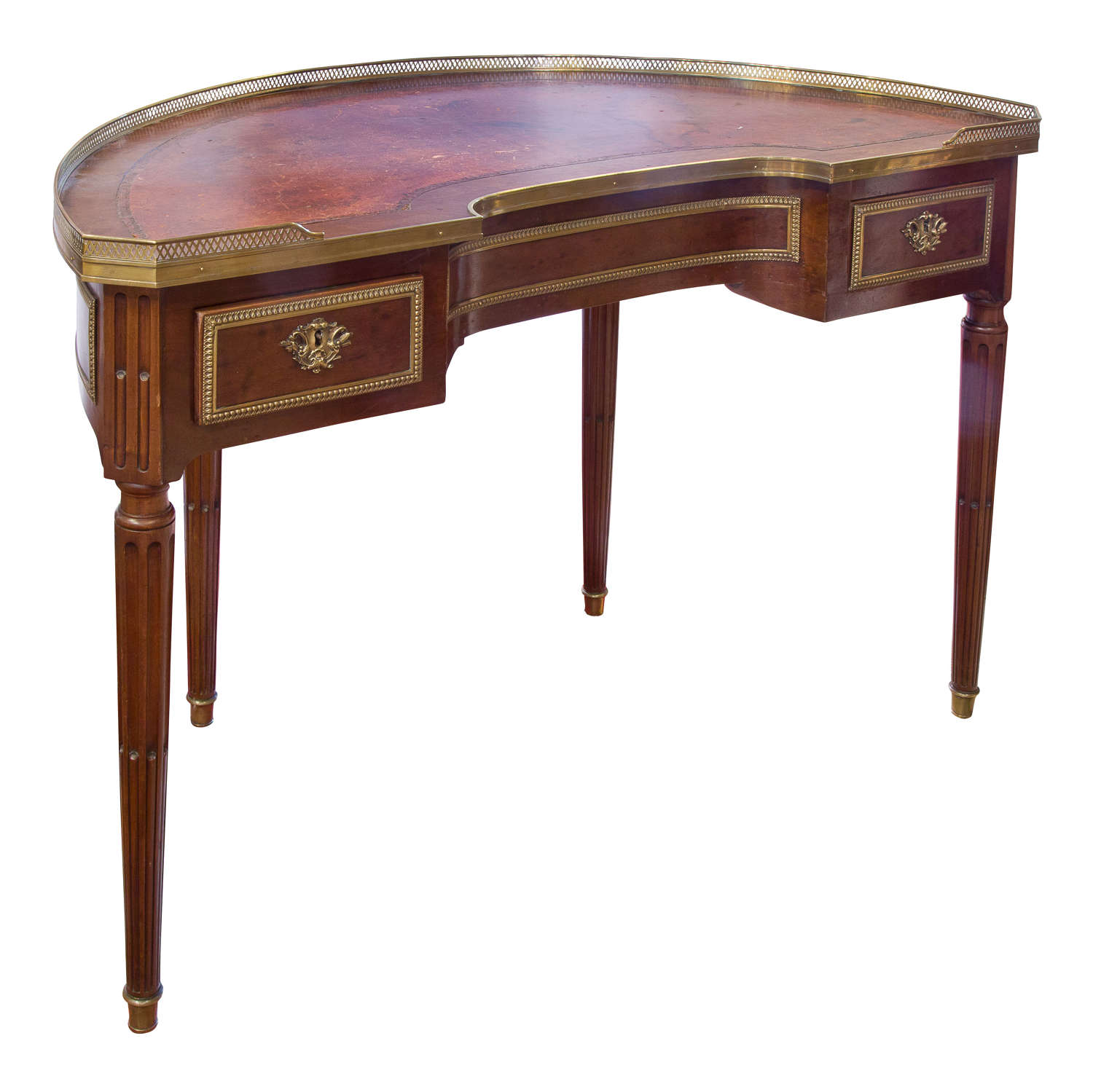 French mahogany Louis XVI style demi lune writing table