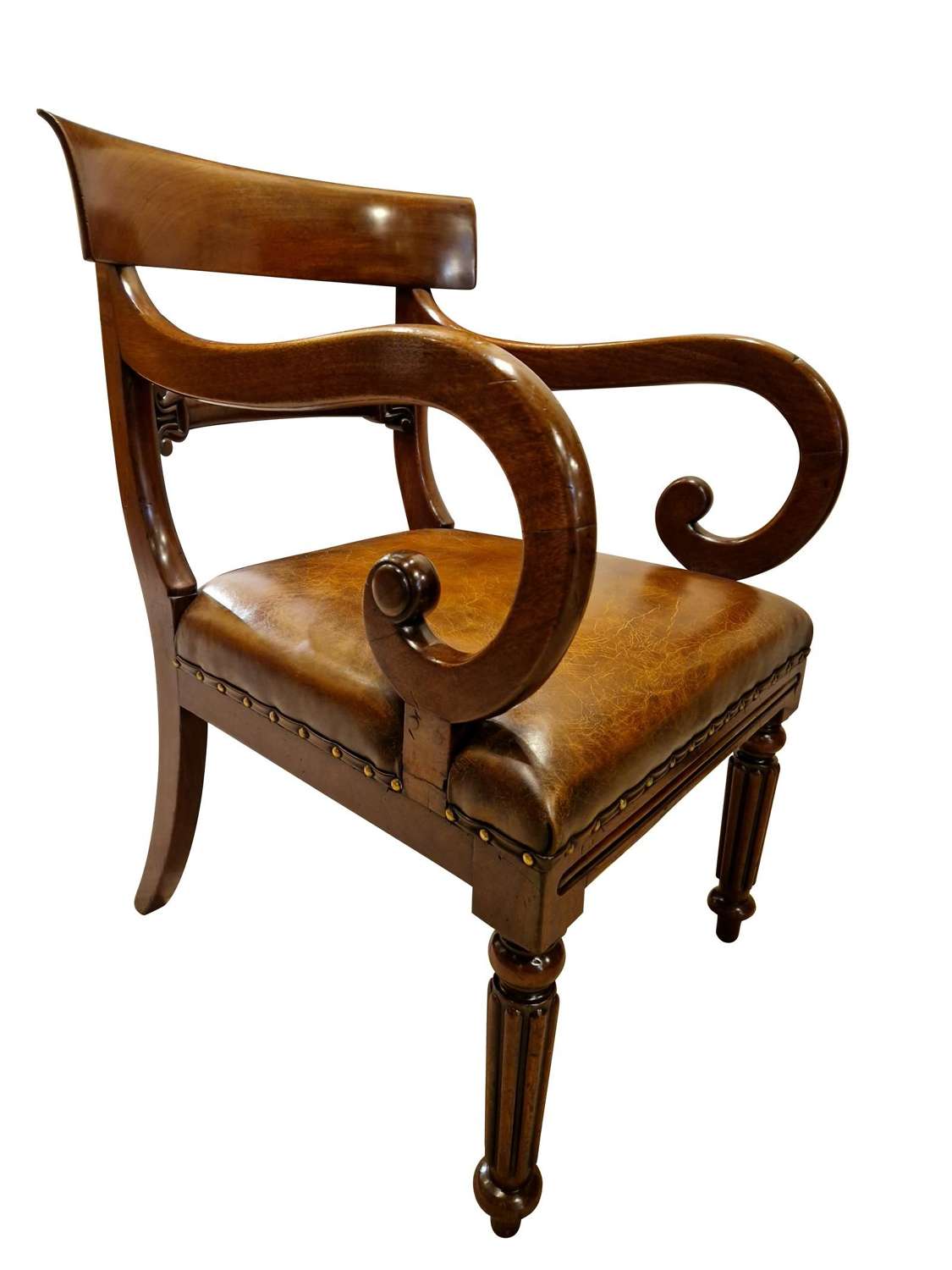 Regency Period Mahogany  Leather Desk Chair