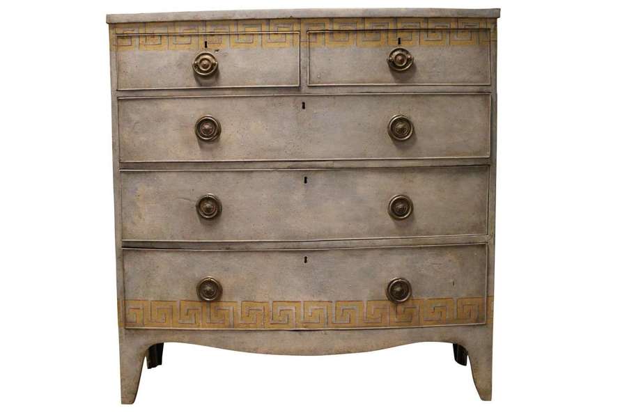 Early 19th Century Regency Painted Bow Front Chest of Drawers