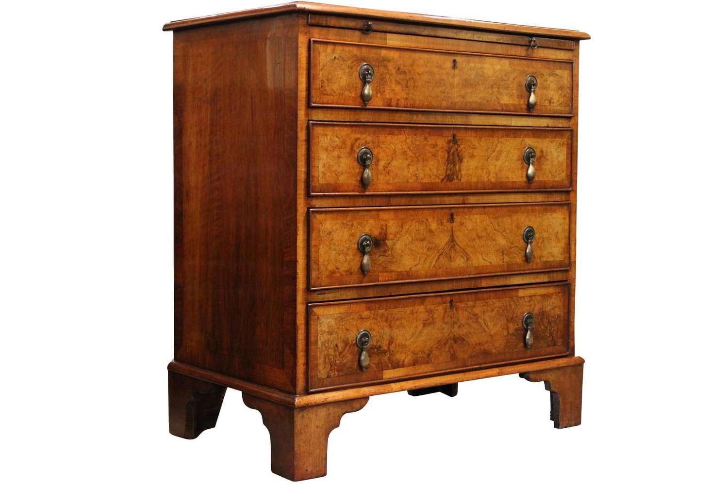 Small George II Style Burr Walnut Chest of Drawers c.1900