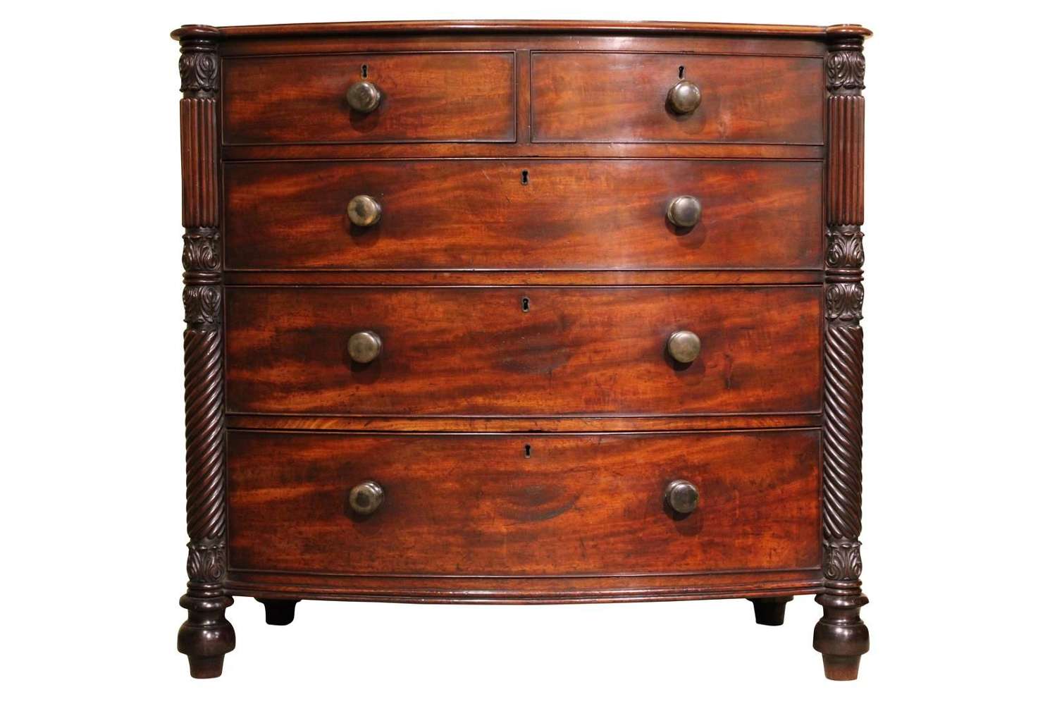 Large Mahogany Bow Front Chest of Drawers