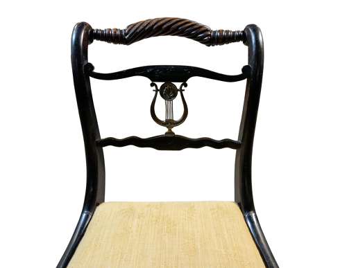 Set of 6 Regency Rope-back Ebonised Dining Chairs circa 1820