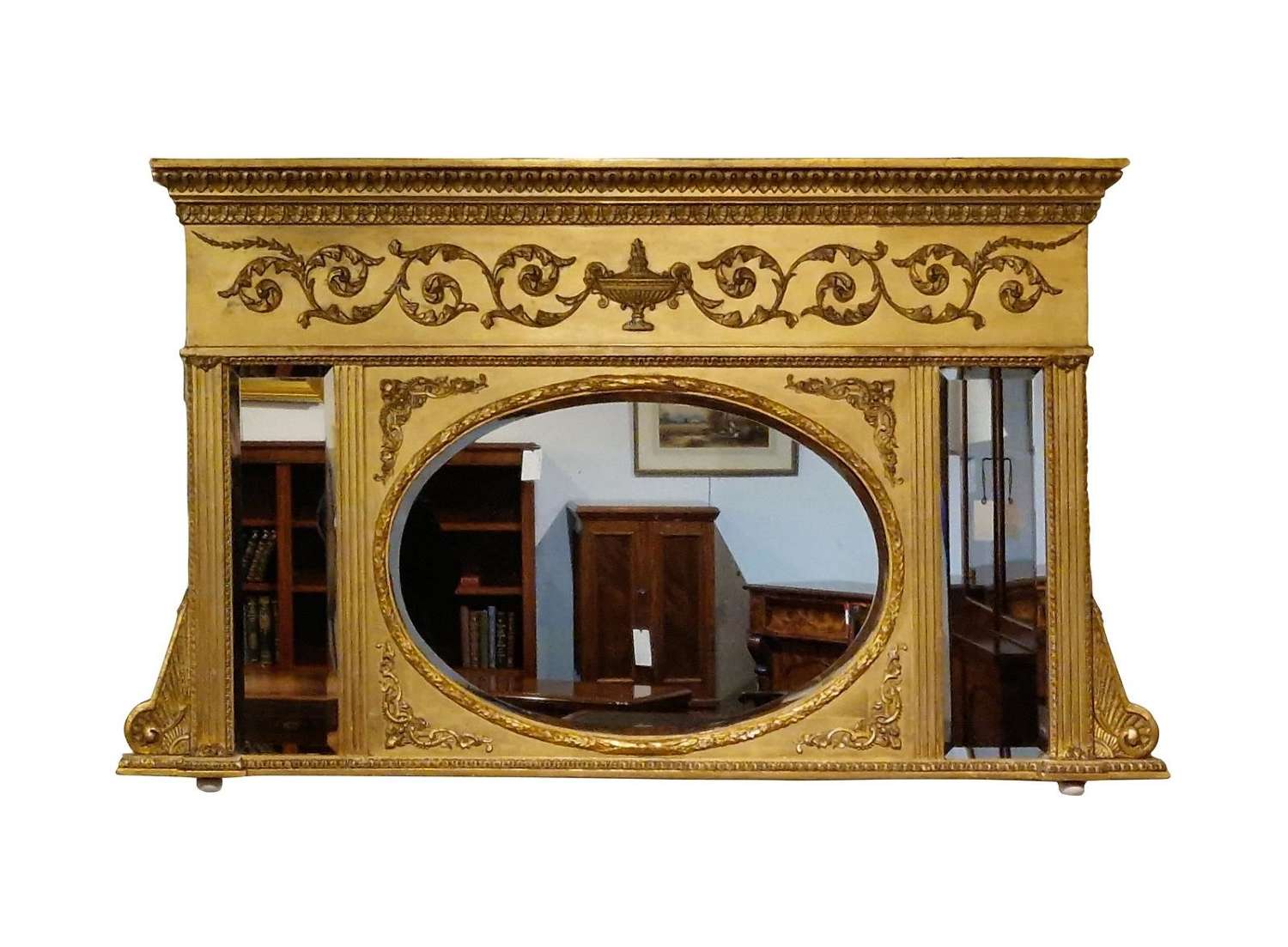 19th Century Giltwood Gesso Overmantel Mirror