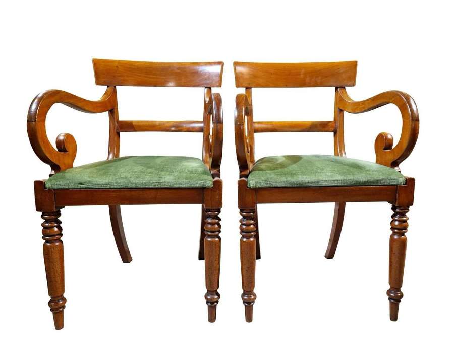 Pair of Early Victorian Desk/Carver Armchairs