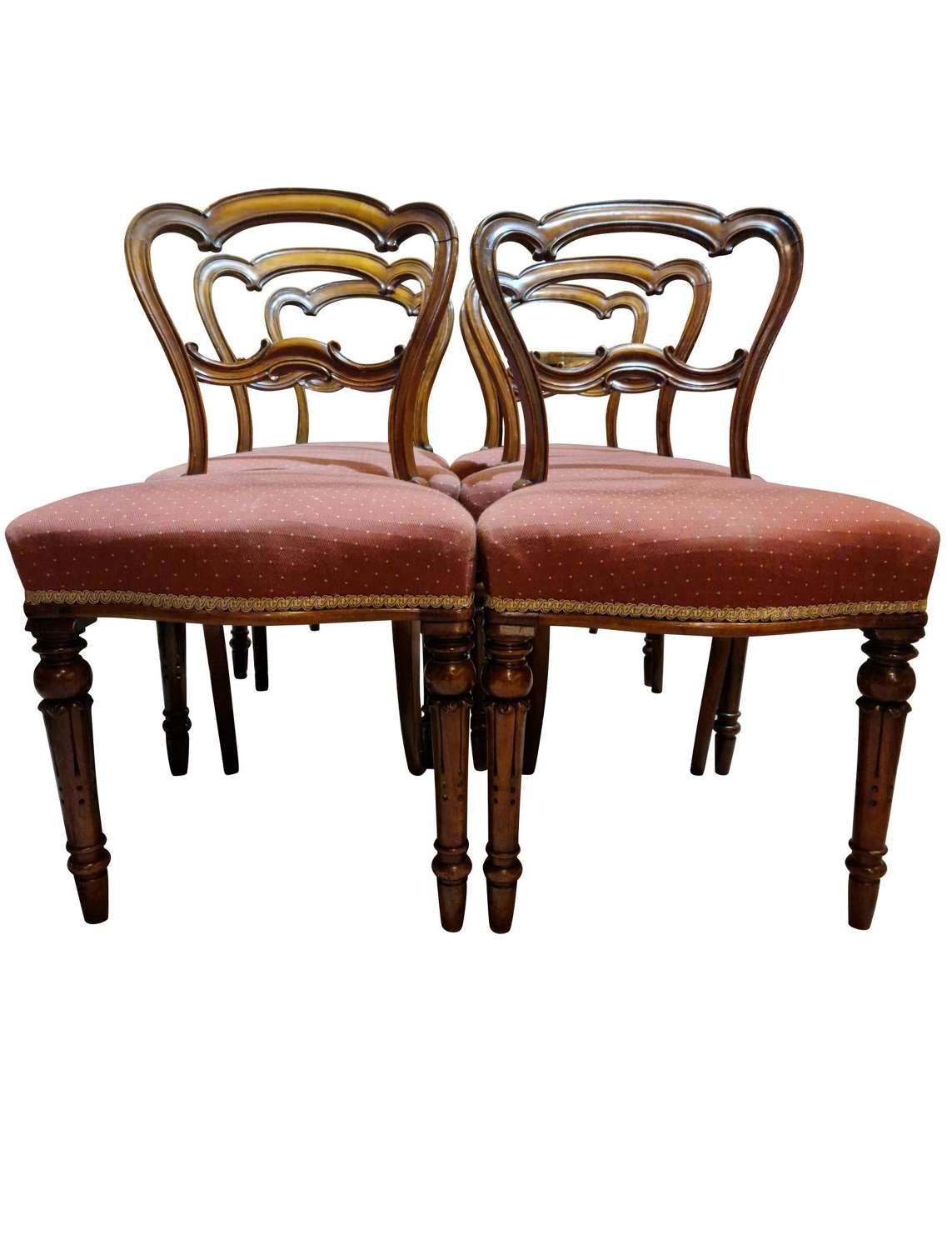 Fine Set of 6 Victorian Walnut Balloon Back Dining Chairs