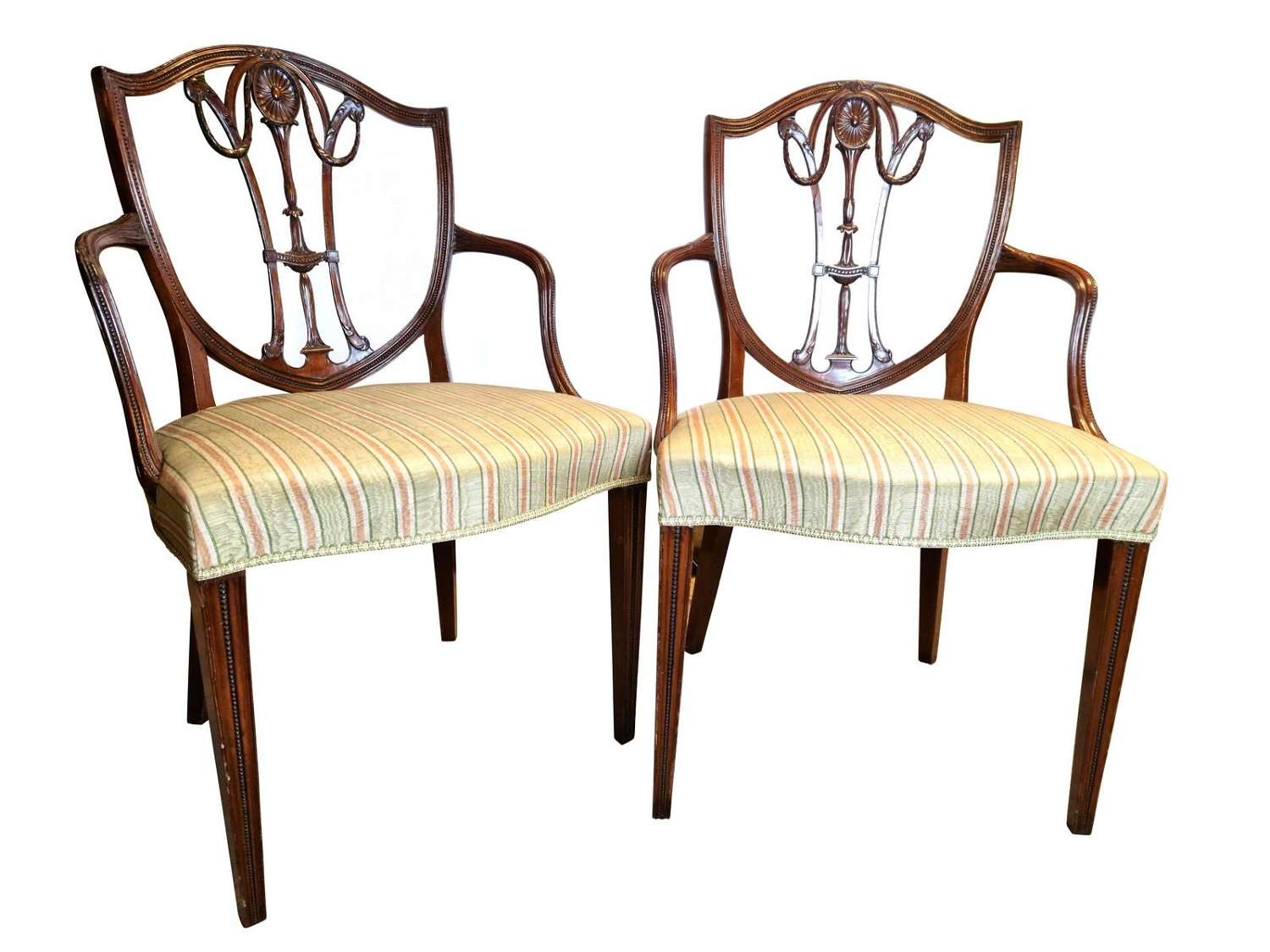 Pair of Late 19th Century Hepplewhite Revival Open Armchairs