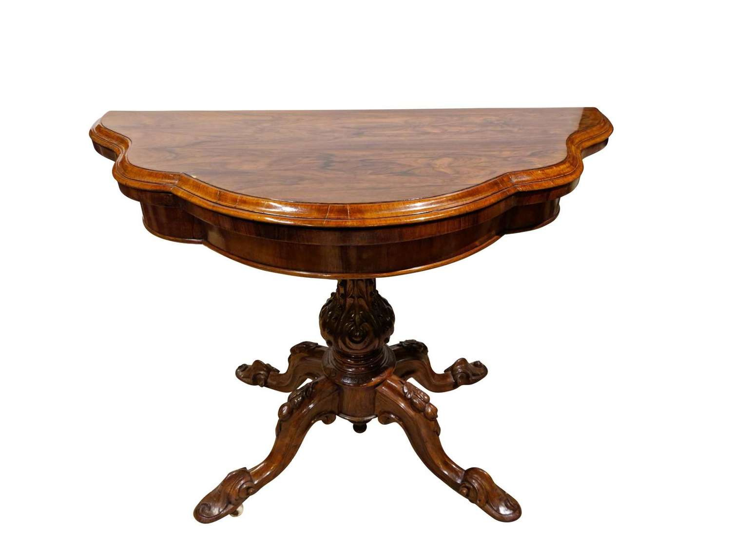 Victorian Rosewood Serpentine Shaped Top Card Table