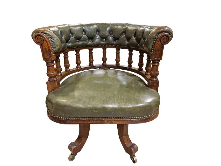 Victorian Leather Swivel Desk Chair
