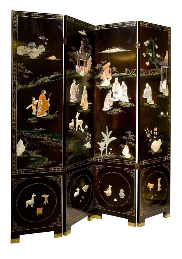 20th Century Chinese Lacquered Screen