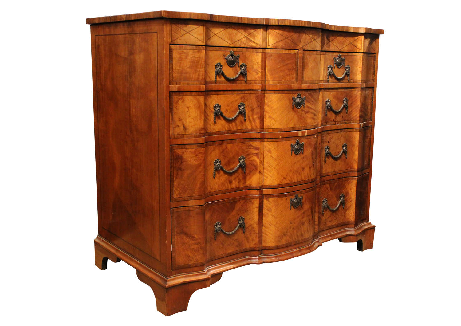 Continental Walnut Shaped Front  Commode