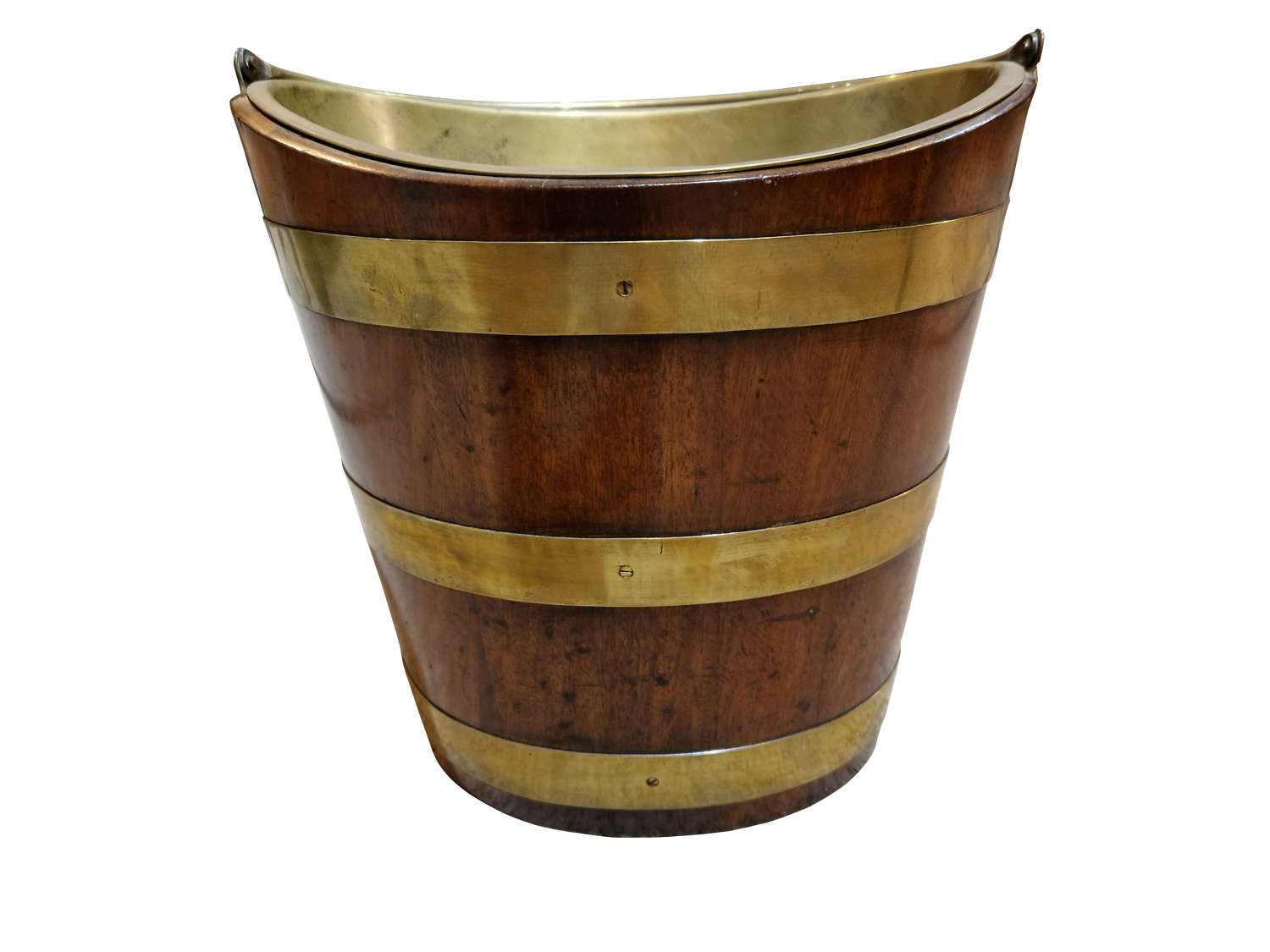 19thc Mahogany and Brass Bound Oyster Bucket