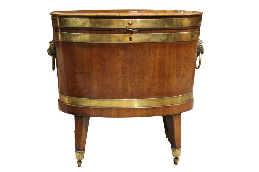 George III Oval Mahogany and Brass Bound Wine Cooler