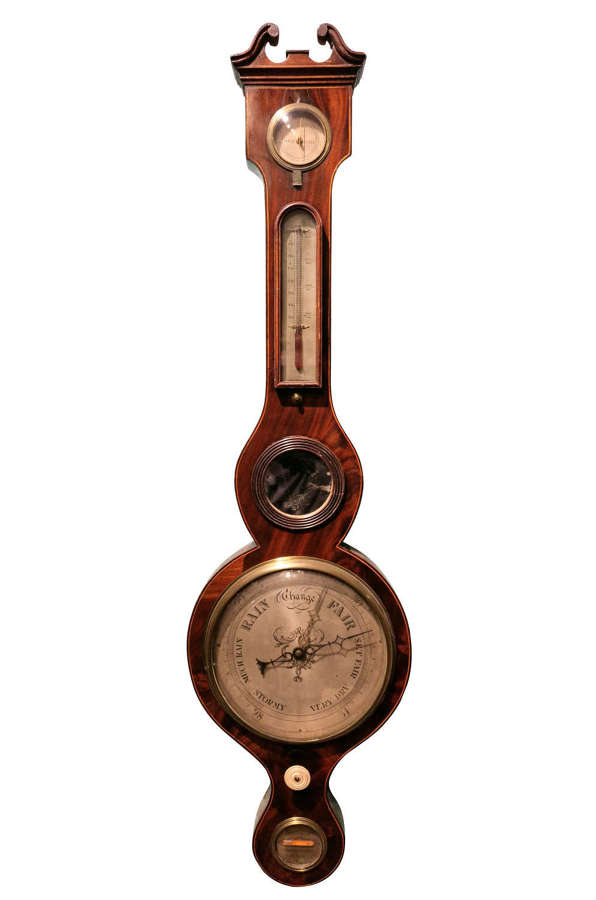 George III String Inlaid Mahogany Barometer