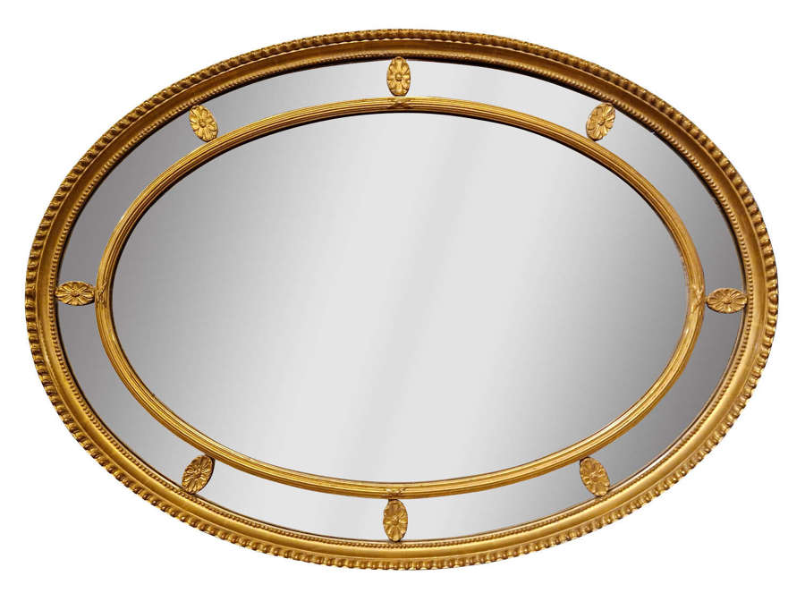 Large Giltwood & Gesso Oval Border Mirror