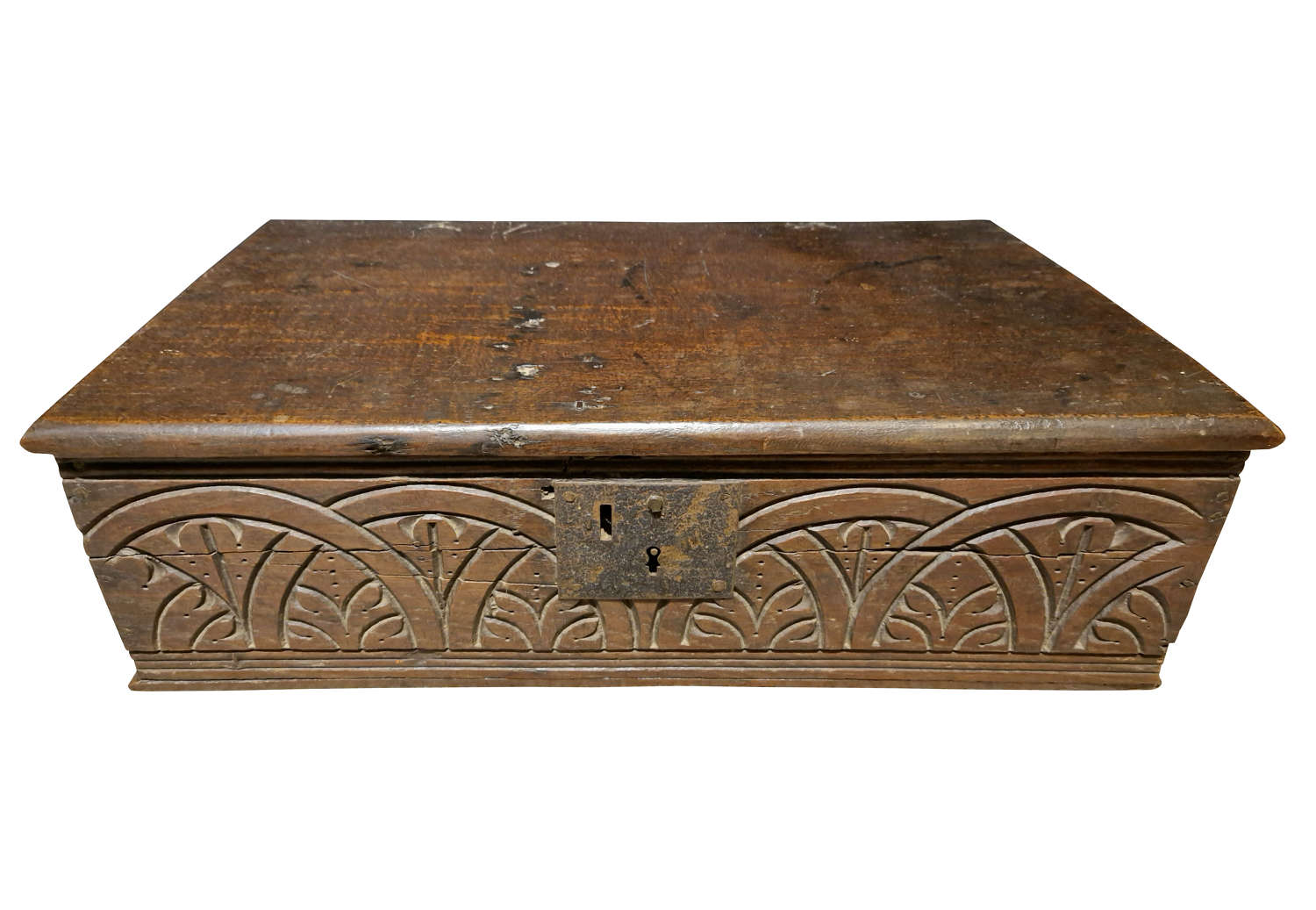 17thc Carved Front Bible Box