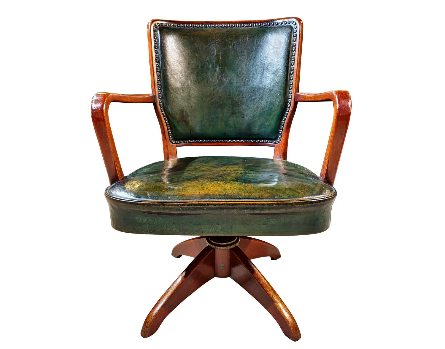 Swedish Mahogany and Leather Desk Chair