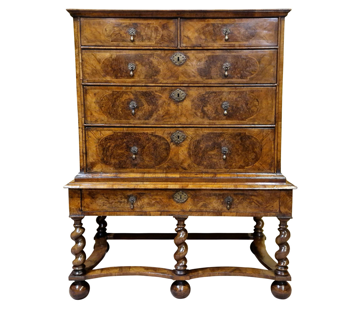 William & Mary Walnut Chest on Stand