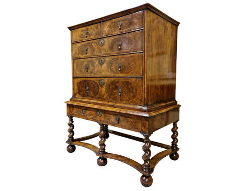 William & Mary Walnut Chest on Stand