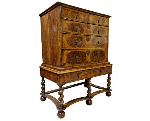 William & Mary Walnut Chest on Stand