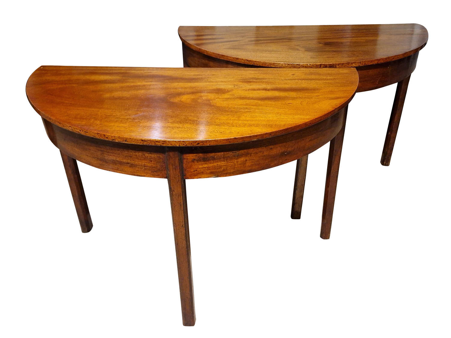 Pair of George III Demi Lune console tables