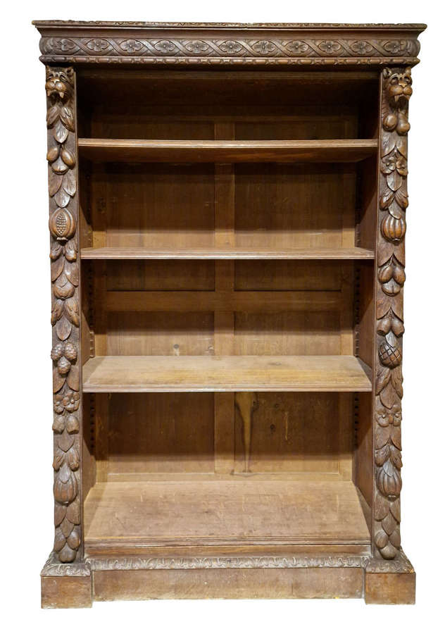 Victorian carved oak bookcase