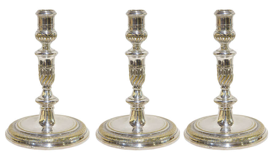 Set of 3 Silver Plated Candlesticks