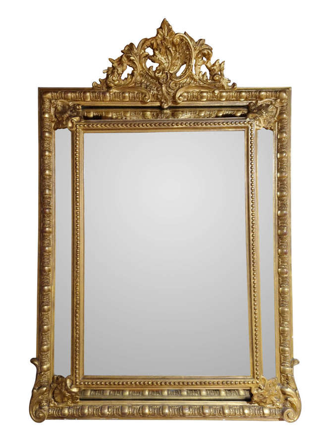 A 19th Century French Giltwood and Gesso Overmantel Mirror, circa 1880