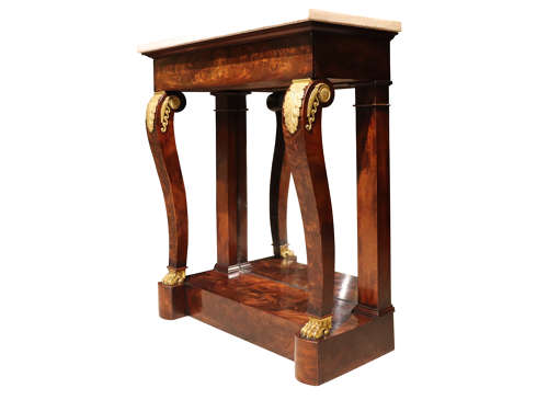 19th Century French Console Table with Carrara Marble Top and Gilded Bronze Mounts