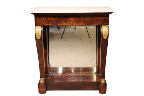 19th Century French Console Table with Carrara Marble Top and Gilded Bronze Mounts