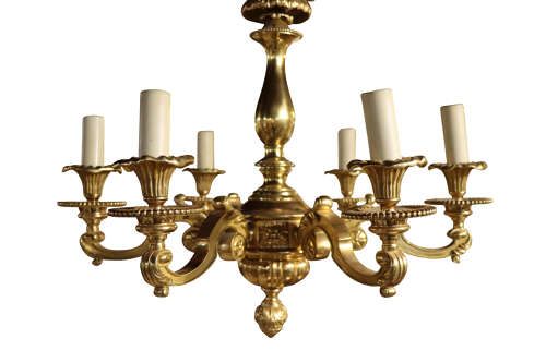 6 Branch Brass Chandelier